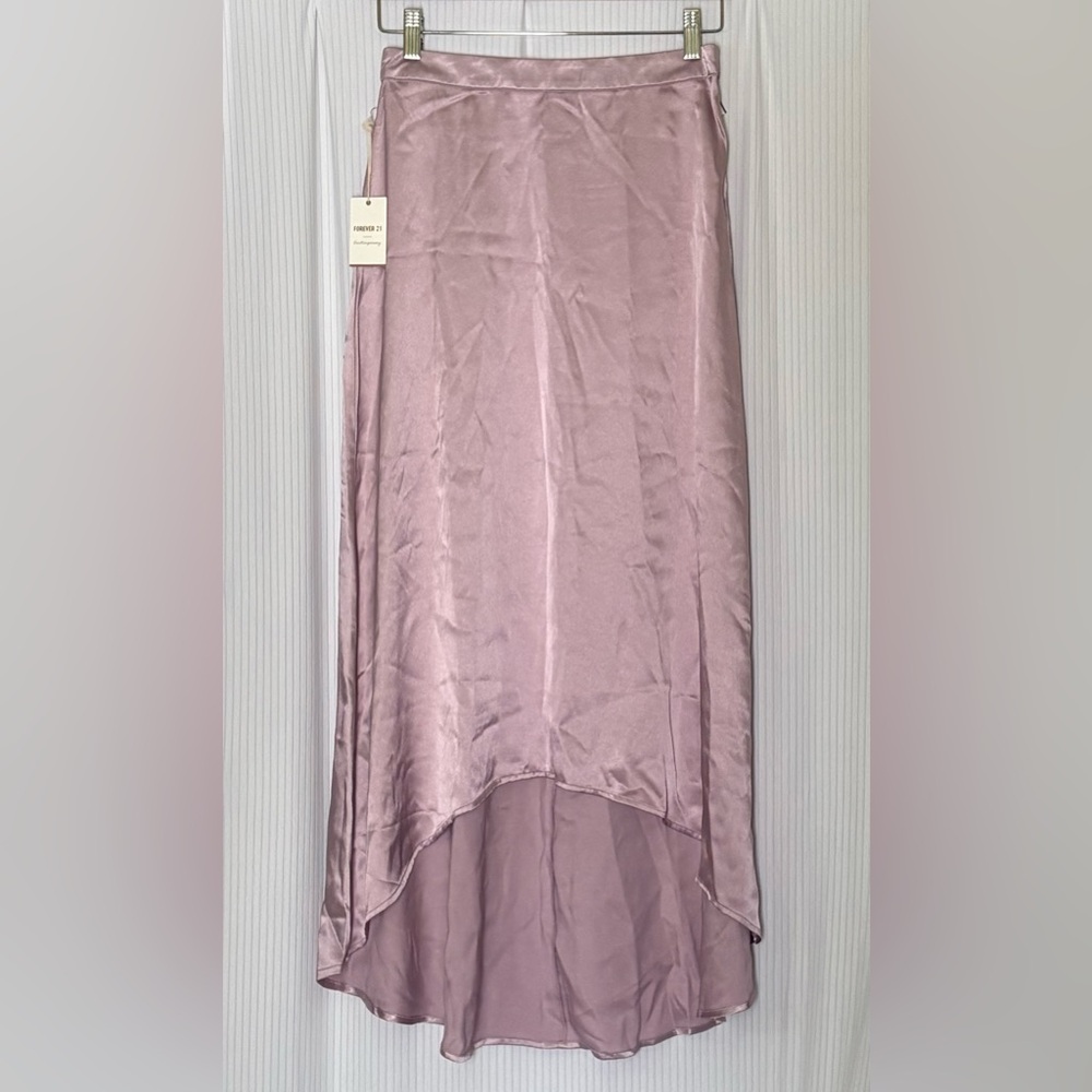 Forever 21 Contemporary Longline High Low A-line Skirt Satin Dusty Pink Medium